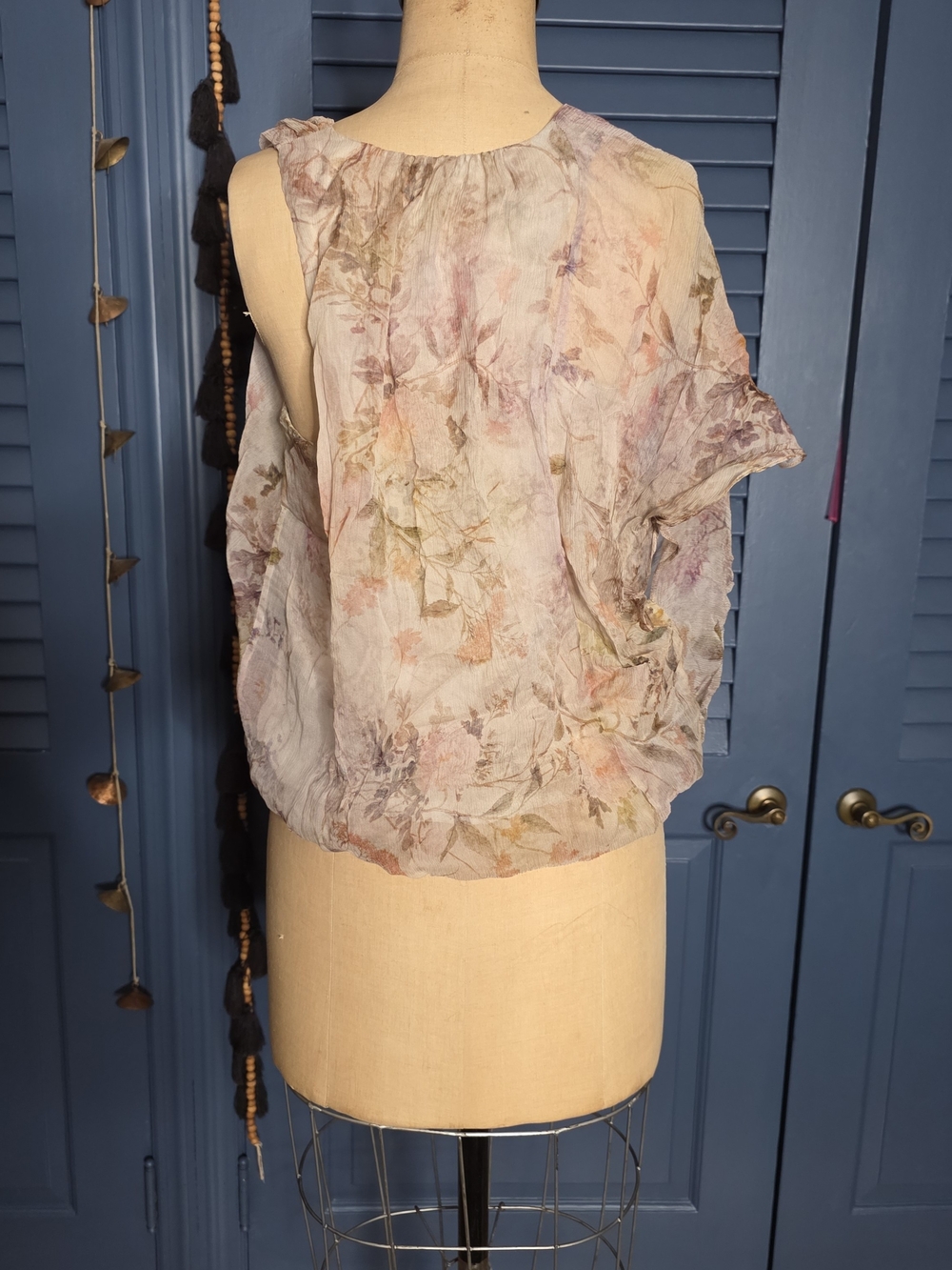 Haute Hippie Silk Sheer Pastel Floral Sleeveless Blouse